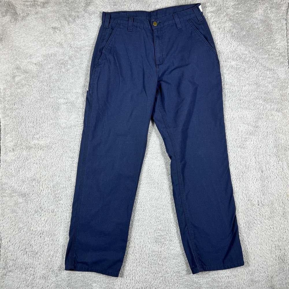 Carhartt Dungaree Fit Pants Mens 32x30 Navy Blue B16 Canvas Workwear Trousers